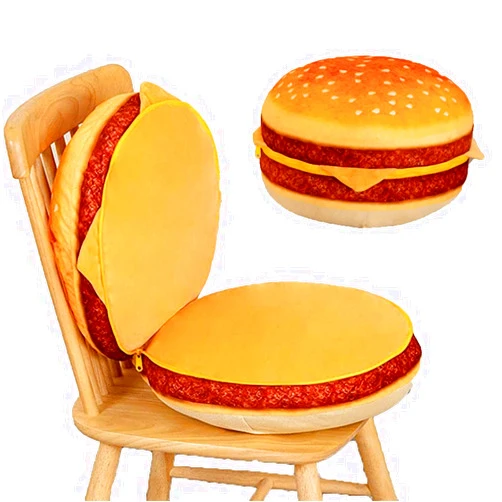 LAUPVXA Ulbek Large 3D Simulation Hamburger Pillow, Funny Plush Cheese Burger Pillow, Cartoon Creative Food Pillow, Soft Stuffed Hamburger Plush Toy Back Cushion Home Decor Gifts-C