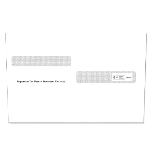 ComplyRight Moisture-Seal Double-Window Envelopes for 4-Up Box W-2 Forms, Diagonal Seam - 9