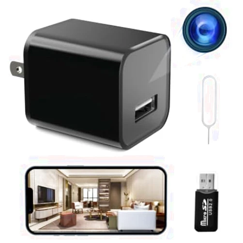 Fijawee spy Camera Charger HD 1080P Wireless Hidden WiFi Camera with Motion Detection Remote App Control Spy Camera Wireless - USB Hidden Camera - Nanny Cam Hidden Camera - Small Mini Nanny Camera NO Audio