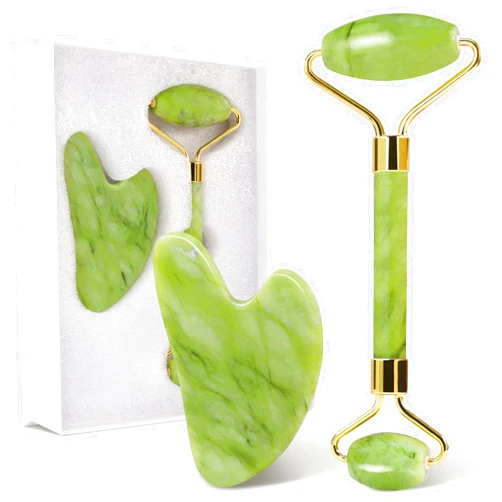 Huefull Gua Sha Facial Tools & Jade Roller Set for Skin Care, Reduce Puffiness and Improve Wrinkles, Guasha Tool for Face, Gua Sha Stone Self Care Gift for Woman Man