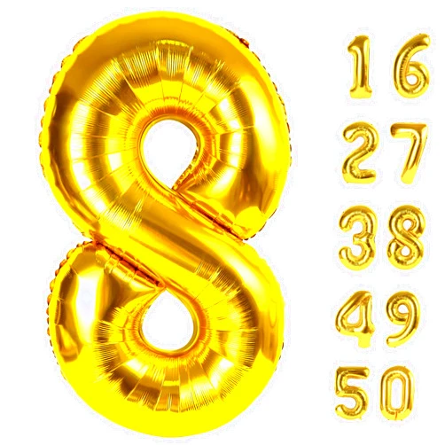 Kelfuoya 40 Inch Giant Gold Foil Number 8th 18th 28th Birthday Balloons Gold Digit 8 Balloons for Men Women 80th Anniversary Party Decorations Supplies