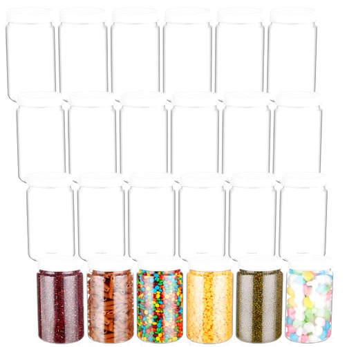 Lallisa 24 Pack 32oz Clear Plastic Jars with Lids Wide Mouth PET Mason Jars Clear Empty Plastic Storage Containers Large Plastic Storage Jars with White Leakproof Lids for Household Kitchen Organizing