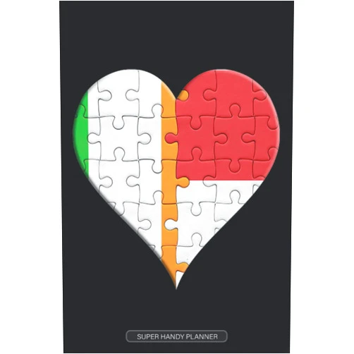 Popini Country Planners Planner: Ireland Indonesia Jigsaw Heart Design Combined Flags For Irish Indonesian