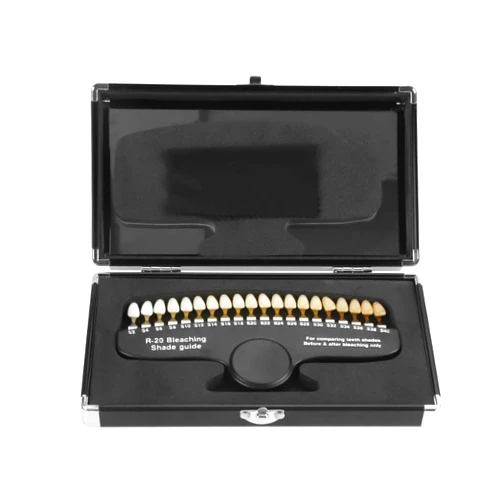 Rankomu Teeth Whitening Shade Guide, 3D R-20 Tooth Whitening Shade Chart with 20 Colors Teeth Whitening Dental Shade Guide Bleaching Porcelain with Mirror