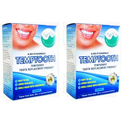 Temptooth Trusted Patented Temporary Tooth Replacement Kit, DIY Filling for Missing Tooth (x2)