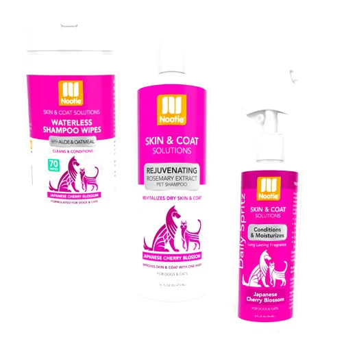Nootie Cherry Blossom Shampoo, 70 Count Wipe, 8oz Spray Bundle