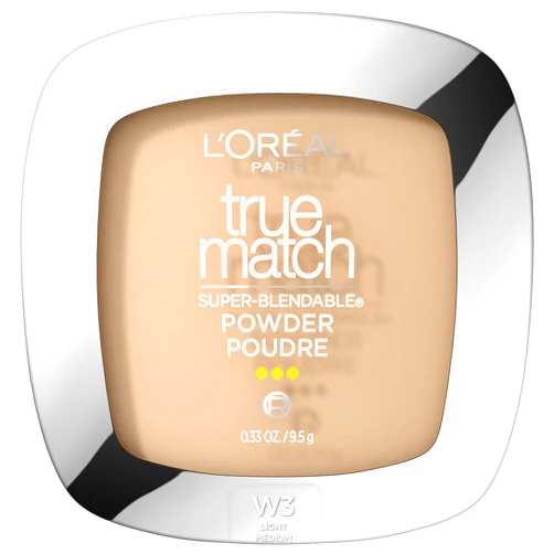 L'Oreal Paris True Match Super Blendable Oil Free Foundation Powder, W3 Light Medium, 0.33 oz, Packaging May Vary