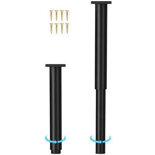 Wlrrcwdttc Metal Adjustable Furniture Legs 10-17 inch, Wlrrcwdttc Sofa Cabinet Legs Adjustable Height Replacement Support Legs for Bed/Couch/Dresser/Chair/TV Stand/Coffee Table, Legs for Furniture Set of 2-Black