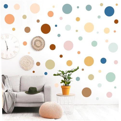 Zonon 264 Pcs Polka Dot Wall Decals for Classroom Decor Kids Circle Wall Sticker Vinyl Peel and Stick Colorful Removable for Nursery Bedroom Playroom Living Room(Boho Color)