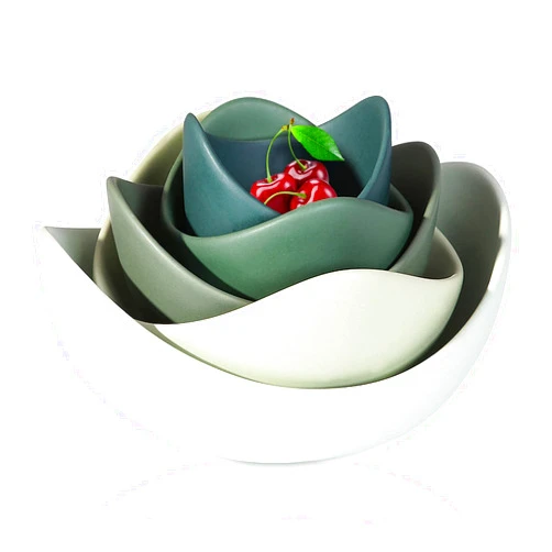 Notakia Salad Bowls, 5 Packs Serving Bowls Porcelain,Lotus Shaped Pasta Bowls, Dishwasher & Microwave Safe, Unique Ceramic Bowls for Salad, Soup, Ideal for Home and Restaurant (Green)