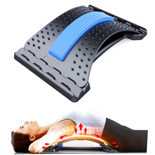 MINOLL Back Stretcher for Lower Back Pain Relief, 3 Level Adjustable Lumbar Back Cracker Board, Back Cracking Device, Back Massager for Scoliosis, Spine Decompression (Black)