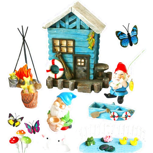 BangBangDa Miniature Fairy Garden Gnomes Decoration – Small Figurines Statue Accessories Gnome House for Outdoor Indoor Home Yard Patio Decor Ornaments Kit Fence Mushroom
