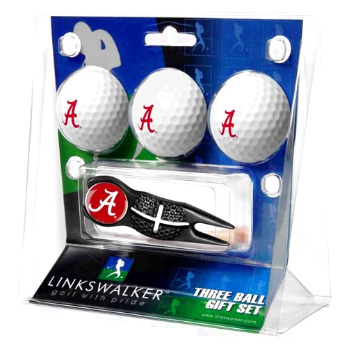 LinksWalker Collegiate Regulation Size 3 Golf Ball Gift Pack with Crosshair Divot Tool