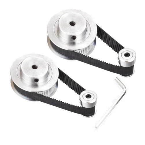 DORUNDEA 2pcs Aluminum 5mm Bore 2GT Pulley 60 Tooth + 2pcs GT2 20T Timing Belt Synchronous Wheel +2pcs 200mm Closed Loop Rubber Belt for 6mm Width Belt 3D Printer CNC Machine
