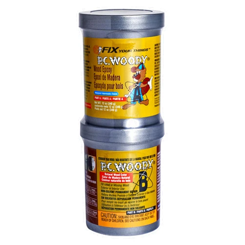 PC Products PC-Woody Wood Repair Epoxy Paste, Two-Part 12 oz in Two Cans, Tan