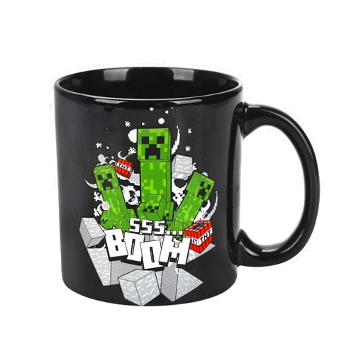 Bioworld Minecraft Creeper Boom 16 Oz Black Ceramic Mug