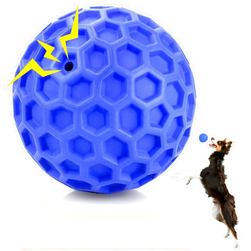 DISSKNIC Indestructible Squeaky Dog Ball, Relieves Anxiety, Cleans Teeth, Interactive Chew Toy for Aggressive Chewers, Dog Toy for Large Breeds, Outdoor Waterproof