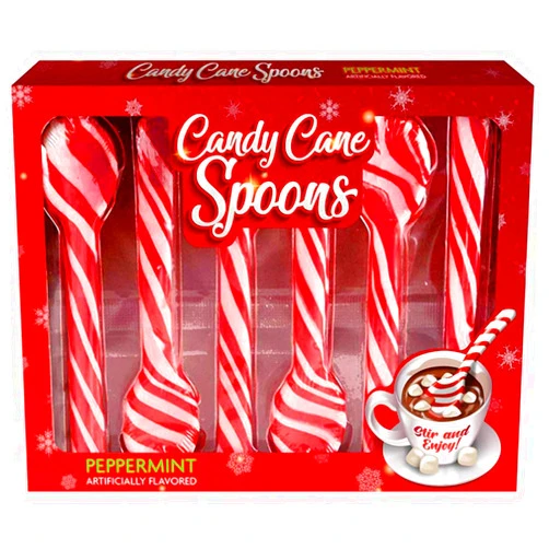 Albert's Candy Cane Peppermint Spoons, Edible Spoon for Hot Chocolate and Coffee, Individually Wrapped Christmas Party Favors, 6 Count