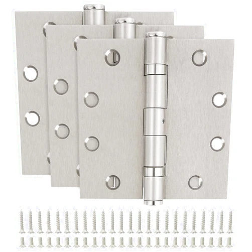 TDCHINGES TDC Door Hinges Hardware Hinges 4 Inch Square Interior Hinges for Doors Ball Bearing Door Hinge 4-1/2 x 4-1/2 Full Mortise Stainless Steel 3Pack Silver