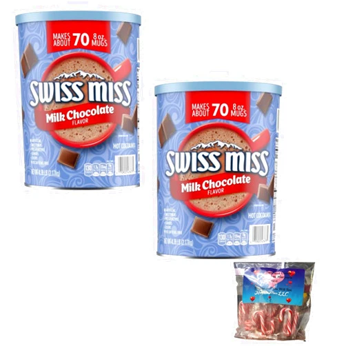 Maryse's Place Swiss Miss Milk Chocolate Hot Cocoa Mix (76.5 oz.) (2) And Come With Small Bags of Maryse's Place Peppermint Candy Cane