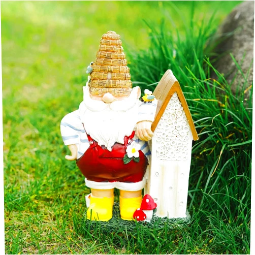 TZSSP Garden Gnome Resin Statue for Outdoor Decor, 10.5 Inch Weatherproof Yard Art Sculpture for Garden, Patio, Lawn, Pathway Decorations - Funny Housewarming Gift Idea