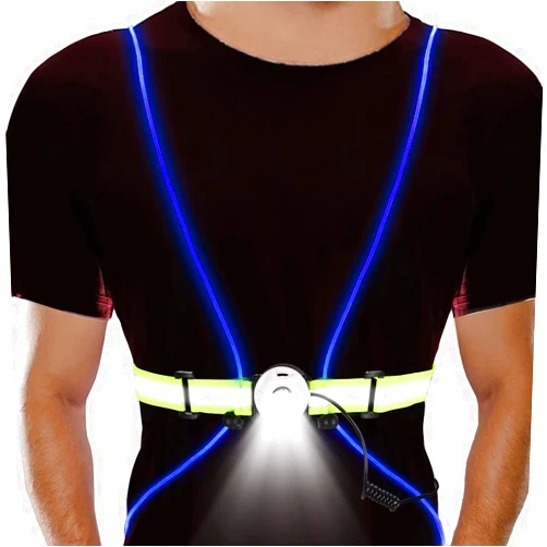 RABOW RUN Reflective Running Light Vest,USB Rechargeable, Multicolor Illuminated Safety Vest Camping Gear for Men Women Kids