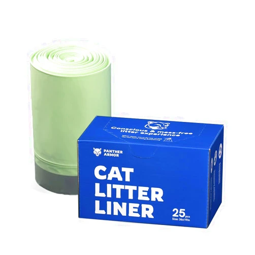 Panther Armor Compostable Litter Box Liners, 25 count, Extra Large Cat Liners, Unscented, Kitty Litter Liners, Drawstring, Jumbo Size, Fits Any Litter Boxes