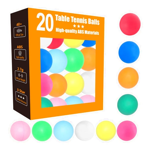 Meizhouer Colored Ping Pong Balls: 3 Star 40mm Table Tennis Balls for Outdoor Training Yard Party Kids Game Cat Dog Ferret Toys