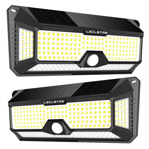 LECLSTAR Solar Outdoor Lights - 4000Lm 268 LED Security Lights with 4 Wide Angle, Motion Sensor Lights for Outside, IP65 Waterproof Solar Powered Wireless Flood Wall Lights with 3 Modes