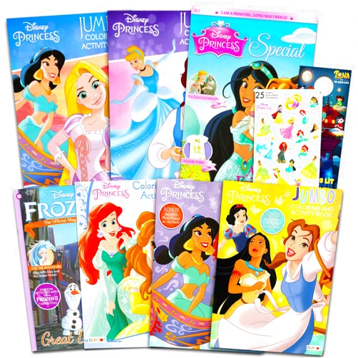 Disney Princess Coloring Book Set for Kids - Bundle with Activities, Stickers, and Games Featuring Disney Princesses Cinderella, Rapunzel, Ariel, More | Disney Princess Activities