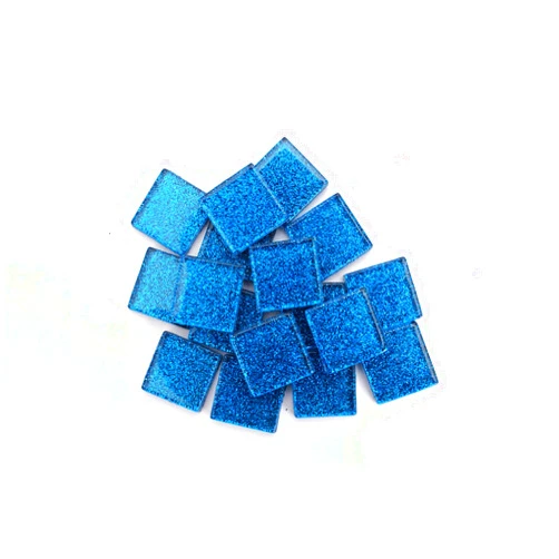 Milltown Merchants 3/4 Inch (20mm) Glitter Mosaic Tile, 1 Pound (16 oz. Bag) (1 Pound, Blue)