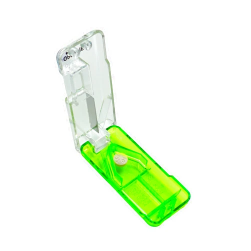 EZY DOSE Pill Cutter and Splitter with Dispenser, Daily Usage, Safely Cut Pills, Vitamins, Tablets, Accurate and Easy Cutting, Stainless Steel Blade, Travel Sized, Green, BPA Free