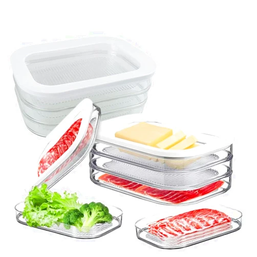 Odowalker 2 Pcs Deli Meat Container for Fridge, Stackable Food Storage Boxes with 2 Lids, Bacon Lunch Meat Container for Refrigerator, Meal Prep Containers for Bacon, Lunch Meat, Cold Cuts, and Cheese