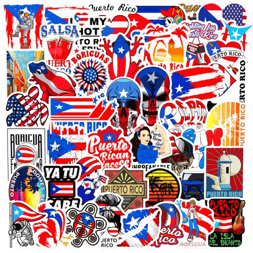 Beuthar 50PCS Puerto Rico Sticker Pack,Flag Graffiti Waterproof Vinyl Decals for Water Bottle Phone Scrapbooking Laptop Bike Skateboard Box Keyboard for Adult Party Decorations Collect(Puerto Ricos)