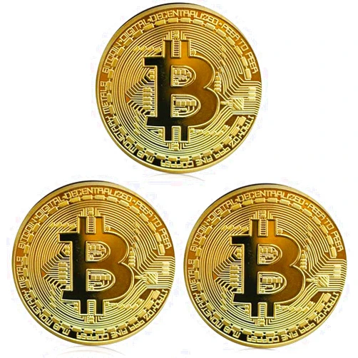 BTC Coin 3 Pack Gold Bitcoin Coin Gold Plated Commemorative Souvenir Gift