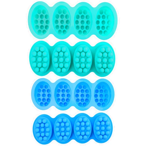 Hedume 4 Pack Silicone Massage Bar Soap Molds, SJ 4 Cavity Silicone Massage Molds, Nonstick & BPA Free, Handmade Soap Molds for Soaps Making