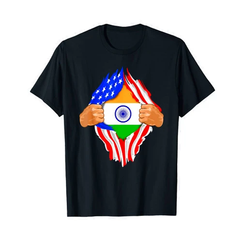 USA National Flag Pride Country Roots Retro Outfit Indian Blood Inside Me T-Shirt | India Flag Gift T-Shirt
