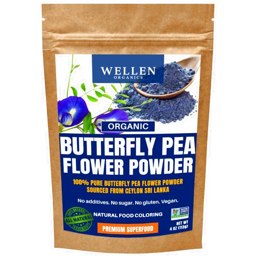Wellen Organics Butterfly Pea Flower Powder for Tea, Drinks and Natural Food Coloring, Vegan Fresh Blue Matcha Tea - 4oz (Pack of 1)