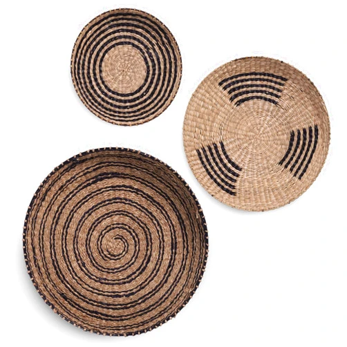 Hyaku Oku HyakuOku Basket Wall Decor, Seagrass Wall Baskets Set of 3, Wall Basket Decor, Large Wicker Basket Bohemian Wall Decor, Seagrass Baskets Living Room Decor, Hanging Wall Decor and Bathroom Decor
