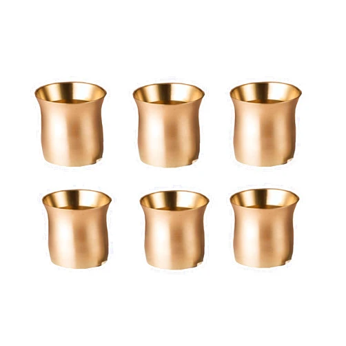 Generic Antique Pure Kansa (Bronze) Glass By Handcrafted Set of 6