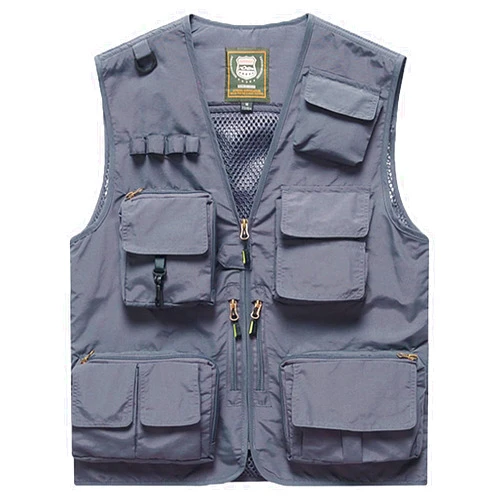 HZCOMND Men's Casual Lightweight Cargo Waistcoat Outdoor Work Vest Fishing Hunting Travel Photography Jacket Multi Pockets