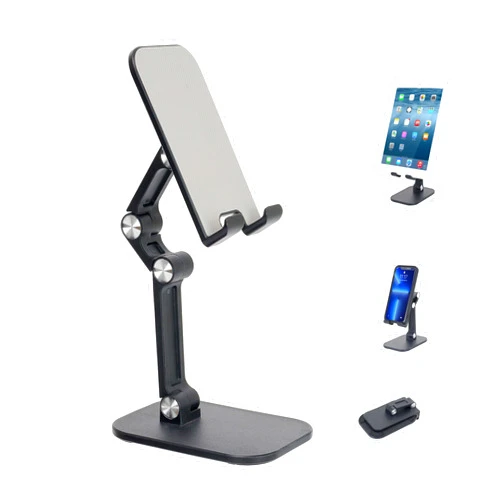 Fancial Cell Phone Stand, iPad Adjustable Height and Angle Stand for Desk, Foldable Holder, Taller iPhone Compatible 4-11 Inch All Mobile Phone/iPad/Tablet - Black