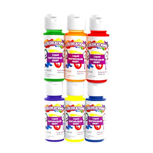 Colorations Liquid Water Color Paints, Set of 6, 2 OZ EA, Blue, Green, Red, Purple, Yellow, Orange, Party Favors, Craft & Glue Dye