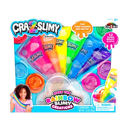 Cra-Z-Art CRA-Z-Slimy Over The Rainbow Slimy Creations Kit - Rainbow Slime Mixing Set, 12 Pre Made Slime Colors with Add-in Charms, Kids Arts & Crafts Set for Boys and Girls Ages 6 and Up, Ages 8 and Up