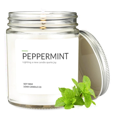 1OAK Soy Wax Scented Candles (Peppermint) - Soy Candles for Home Scented - Hand-Poured (7oz.)