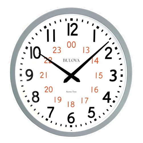 Bulova Atomic Analog Wall Clock Model C5003 Atomic Time 1, Sets Automatically, Quartz Battery