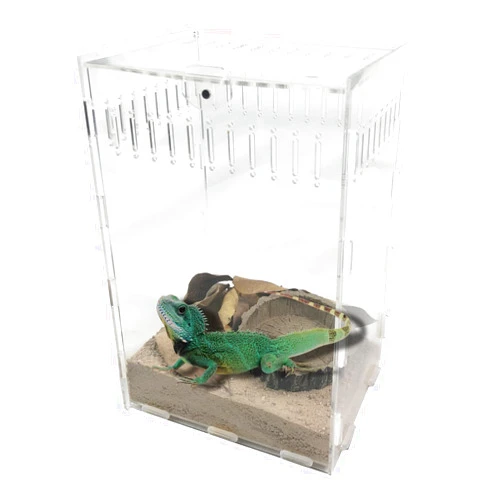 Generic 8x6x12inch Magnetic Acrylic Reptile Cage,Vertical Insect Acrylic Terrarium Box,Suitable for Frogs,Snails,Spiders,Beetles,Snakes,Tarantulas, Lizards, Chameleons Micro Transparent Habitat