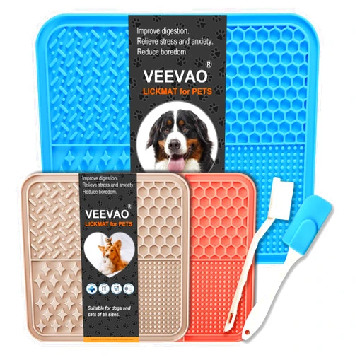 VEEVAO Lick Mat for Dogs, Food-Grade Silicone Dog Lick Mat as Boredom Busters and Anxiety Reliever, Dog Licking mat for Mental Stimulation, Dog Lick Pad for Peanut Butter