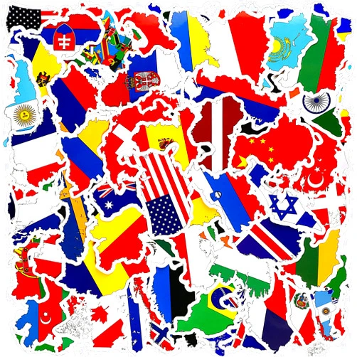 Chinco 100 Pcs World Country Flag Stickers Vinyl Map Waterproof Small Travel Around The World Stickers Decals Bulk for Luggage Laptop Suitcase
