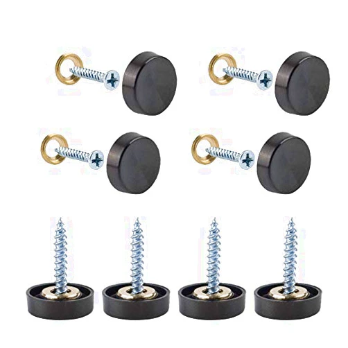 INCREWAY Mirror Screws, 20 Sets 16mm 304 Stainless Steel Thicken Mirror Nails with Decorative Caps Covers, Black